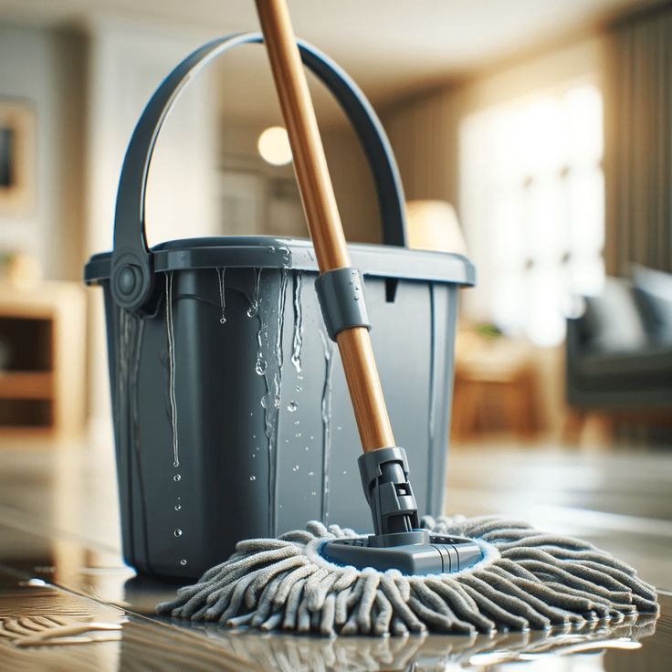 General cleaning service - sweeping and mopping in a modern office in Qatar