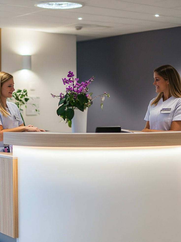 Health care facility receptionist and steward staff